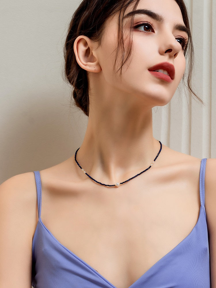 Alya Beaded Pearl Charm Necklace [BZMCN42E]