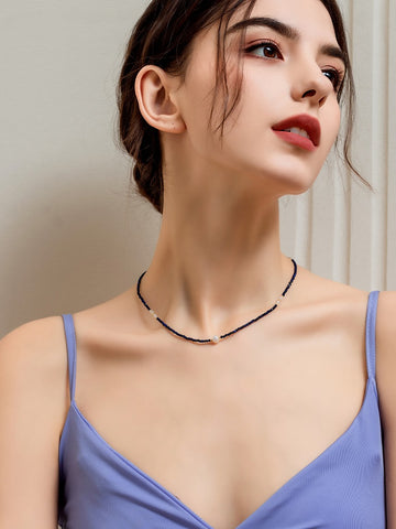 Alya Beaded Pearl Charm Necklace [BZMCN42E]