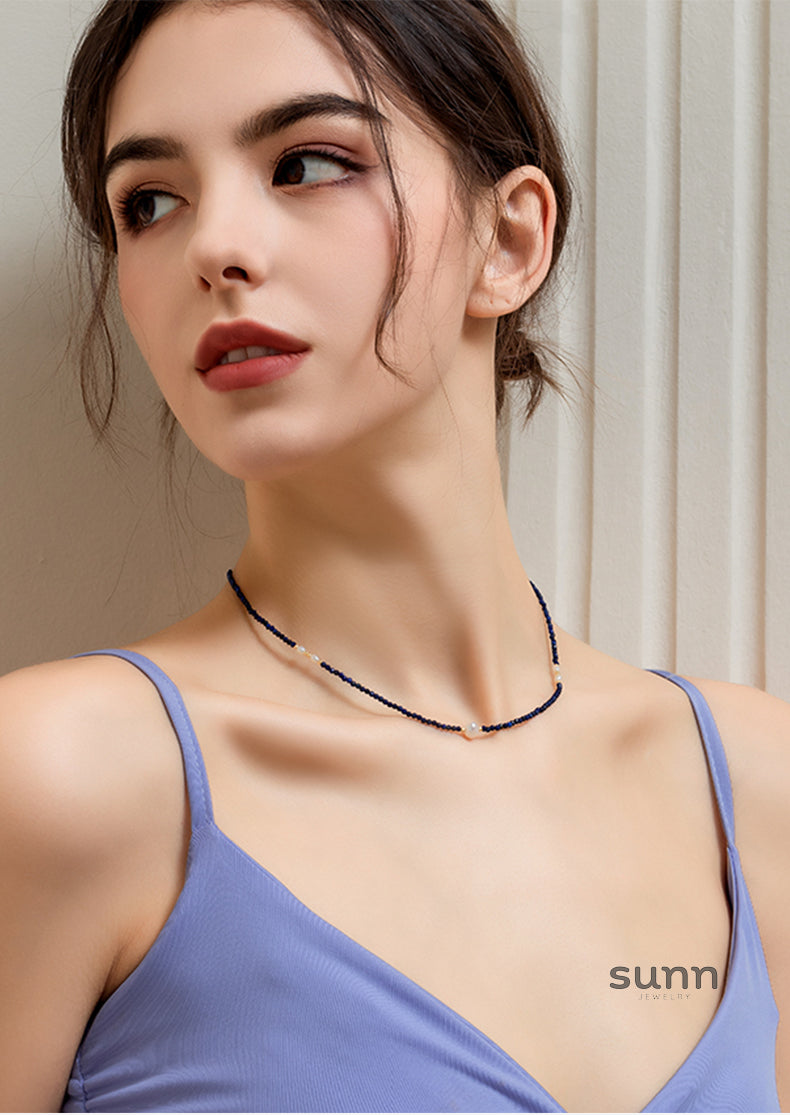 Alya Beaded Pearl Charm Necklace [REQMEMO9]