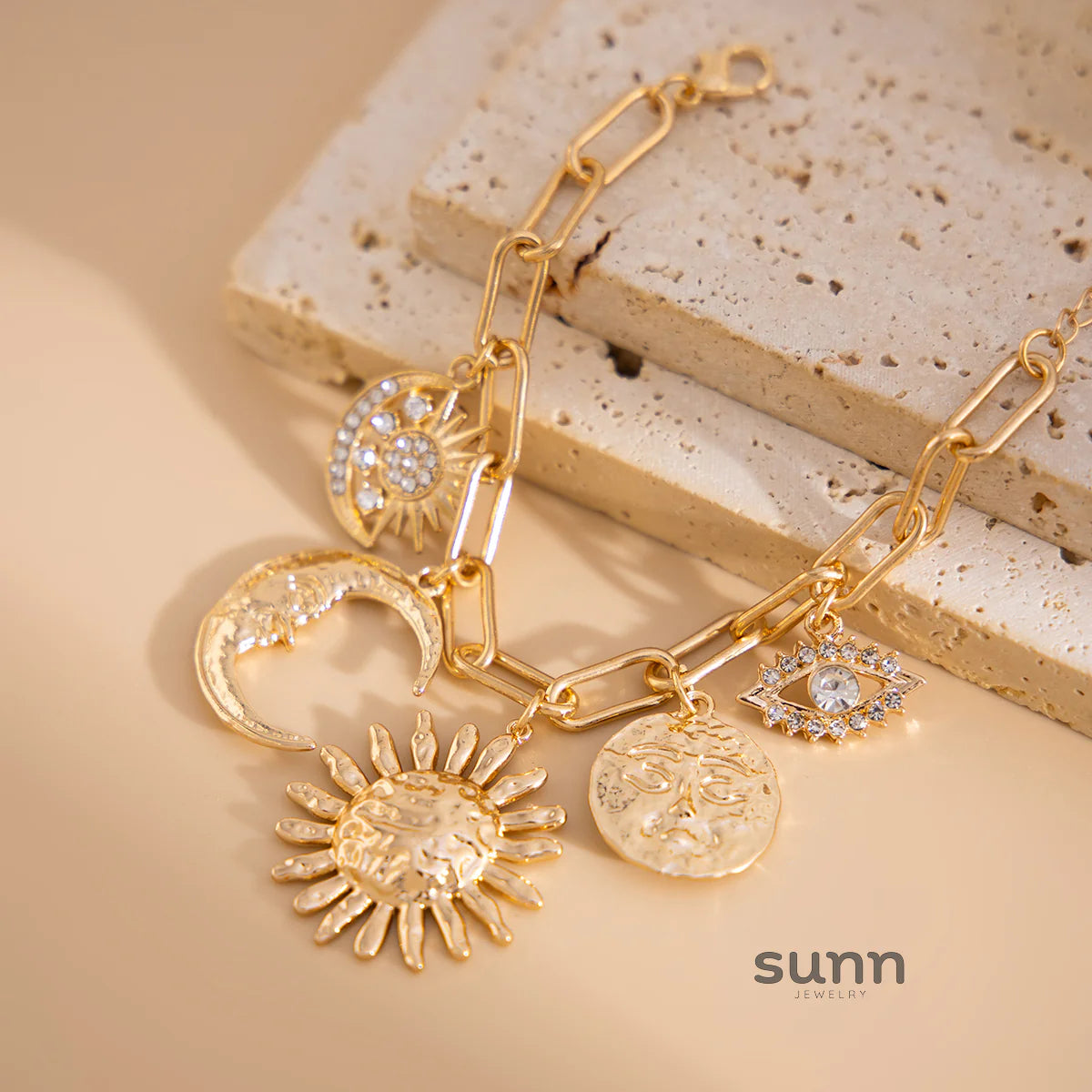Alyiah Gold Crescent Eye Bracelet