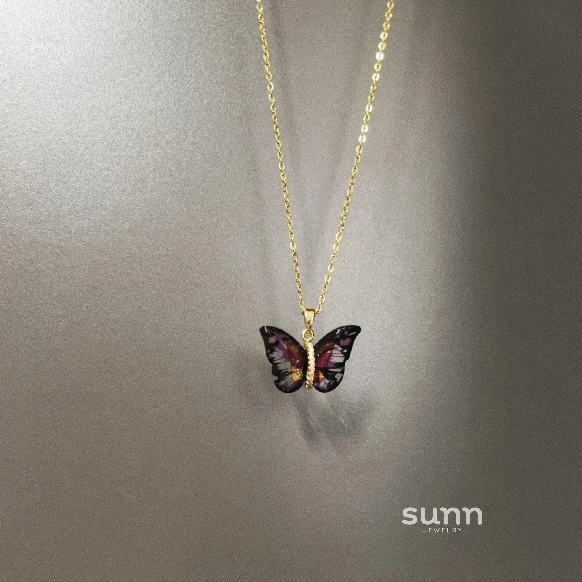 Alynna Iridescent Black Butterfly Necklace