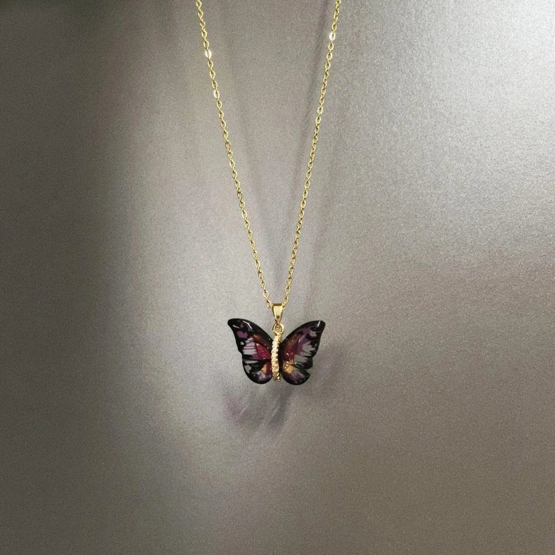 Alynna Iridescent Black Butterfly Necklace