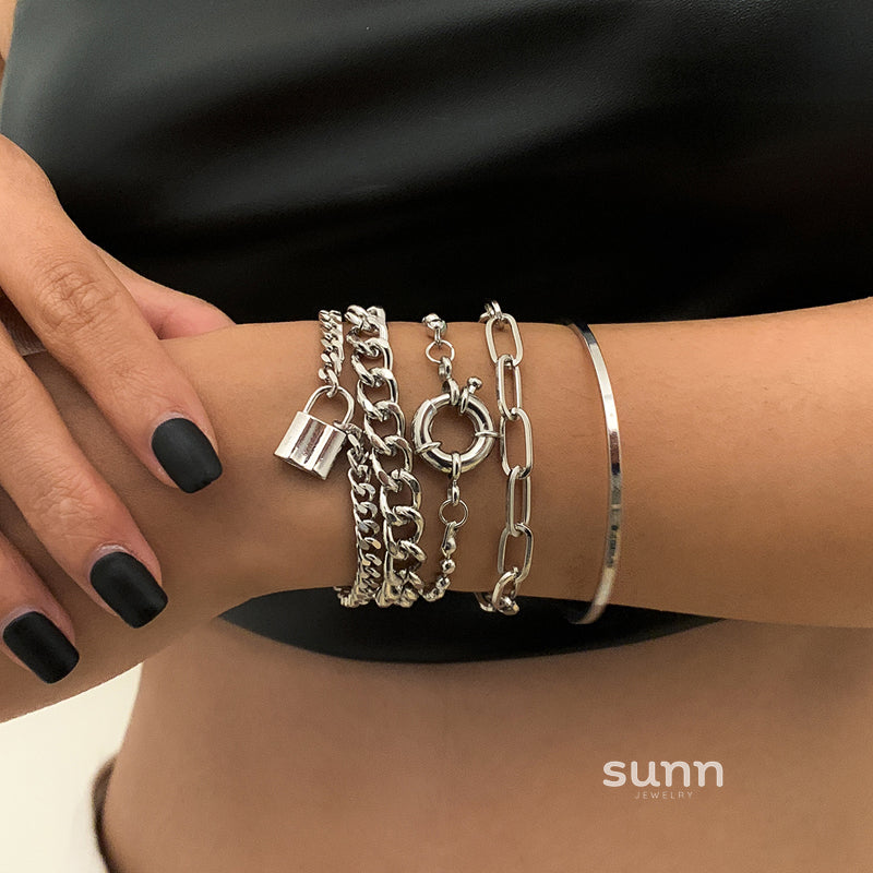Alyson Cross Lock Bracelet Set