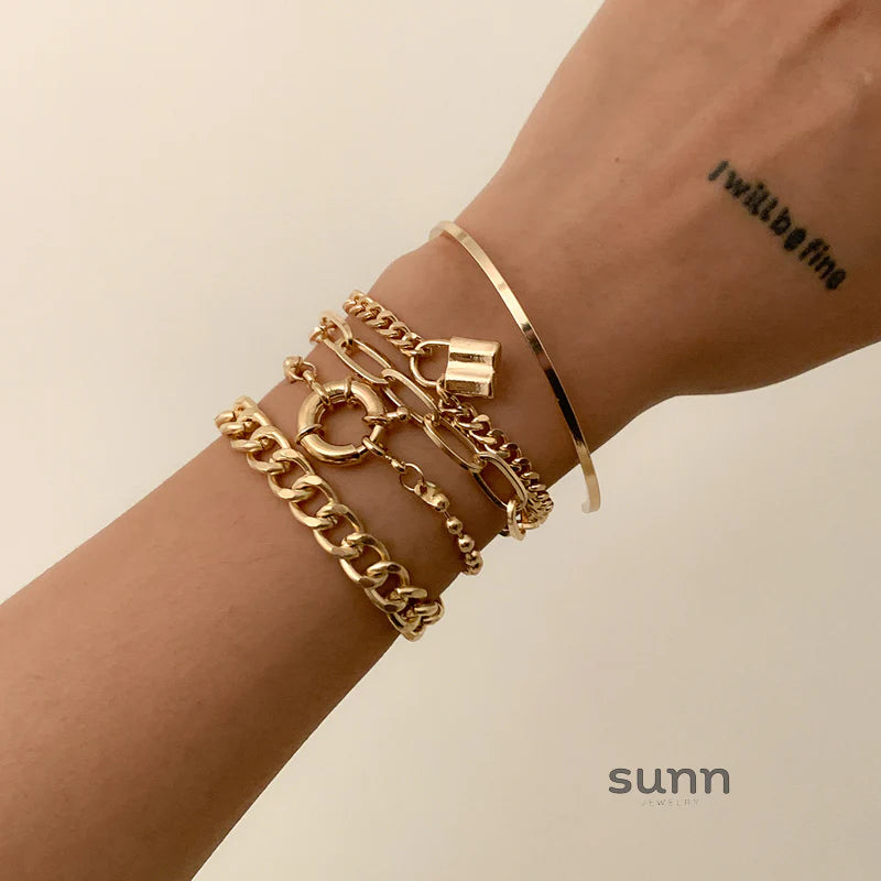 Alyson Cross Lock Bracelet Set