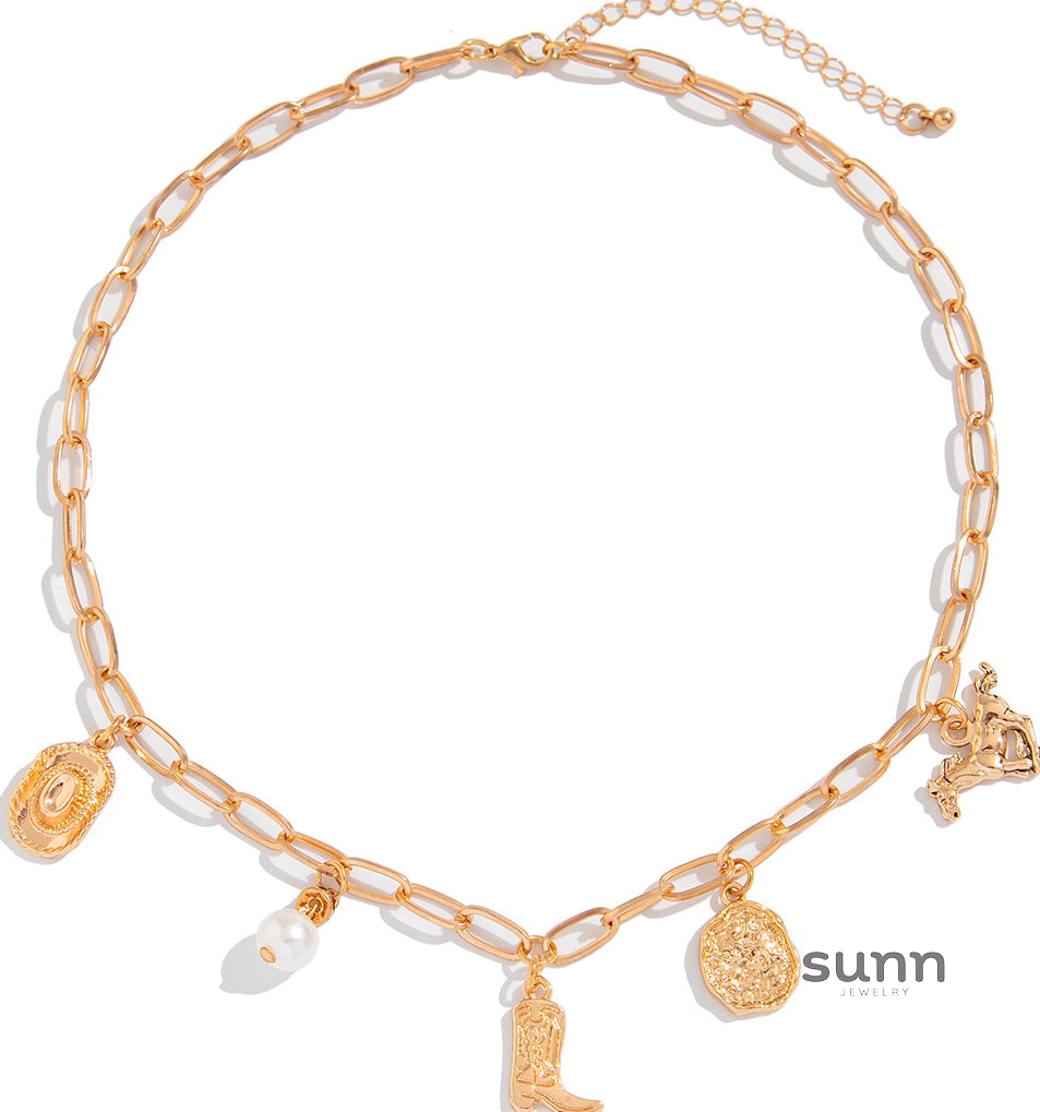 Alyssa Western Pearl Charm Necklace [SYPG4OQO]