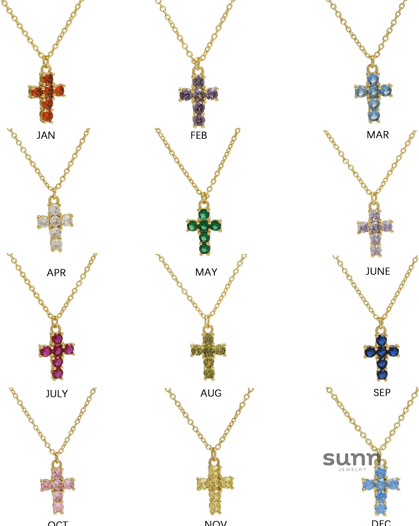 Alysse Birthstone Cross Necklace [39CAJMRF]
