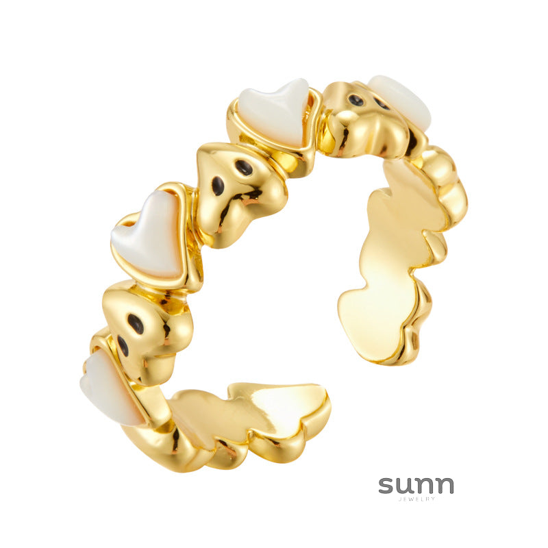 Amada Heart Shell Open Ring [7HPWTZBB]