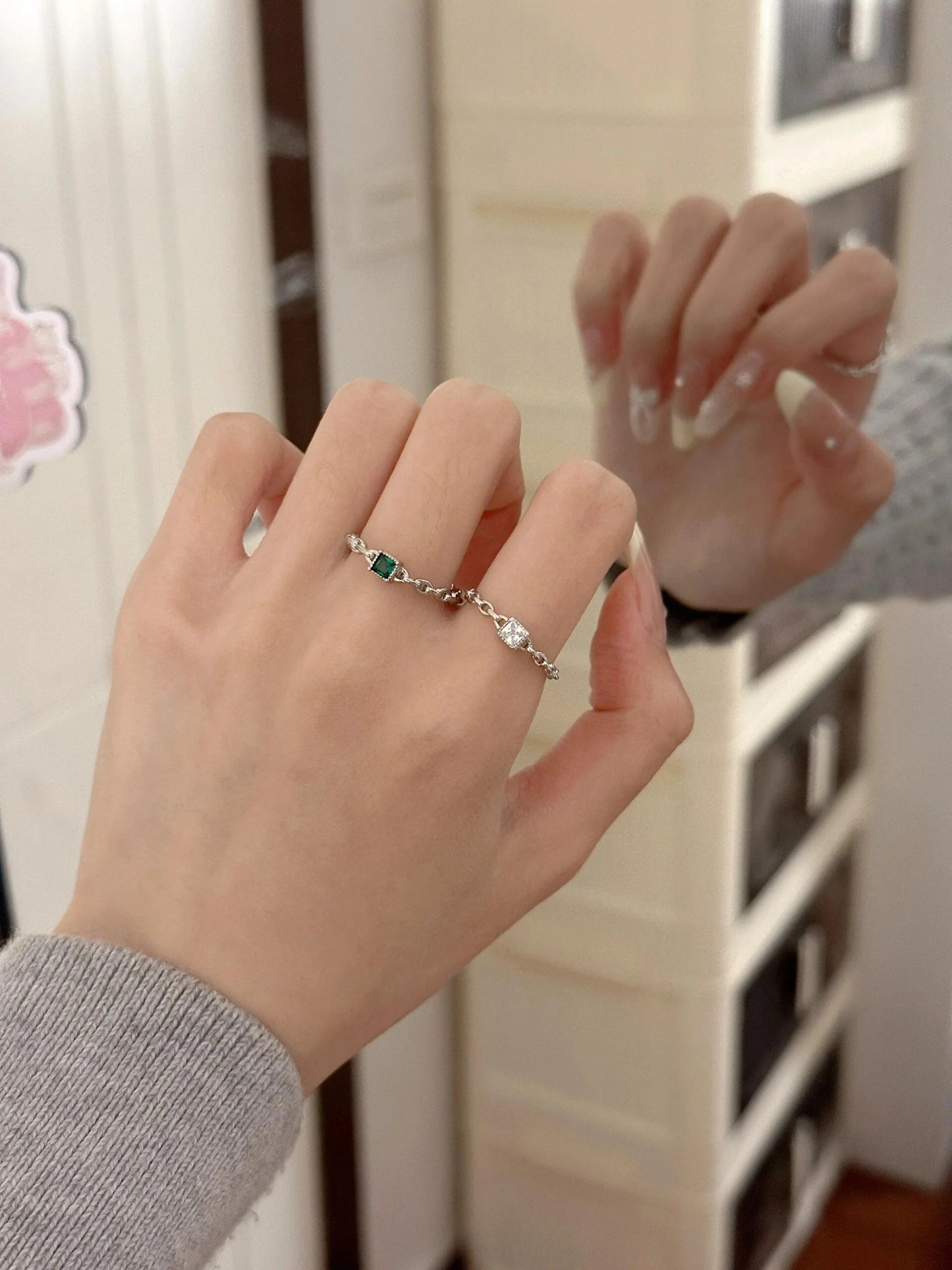 Amairany Square Crystal Chain Ring