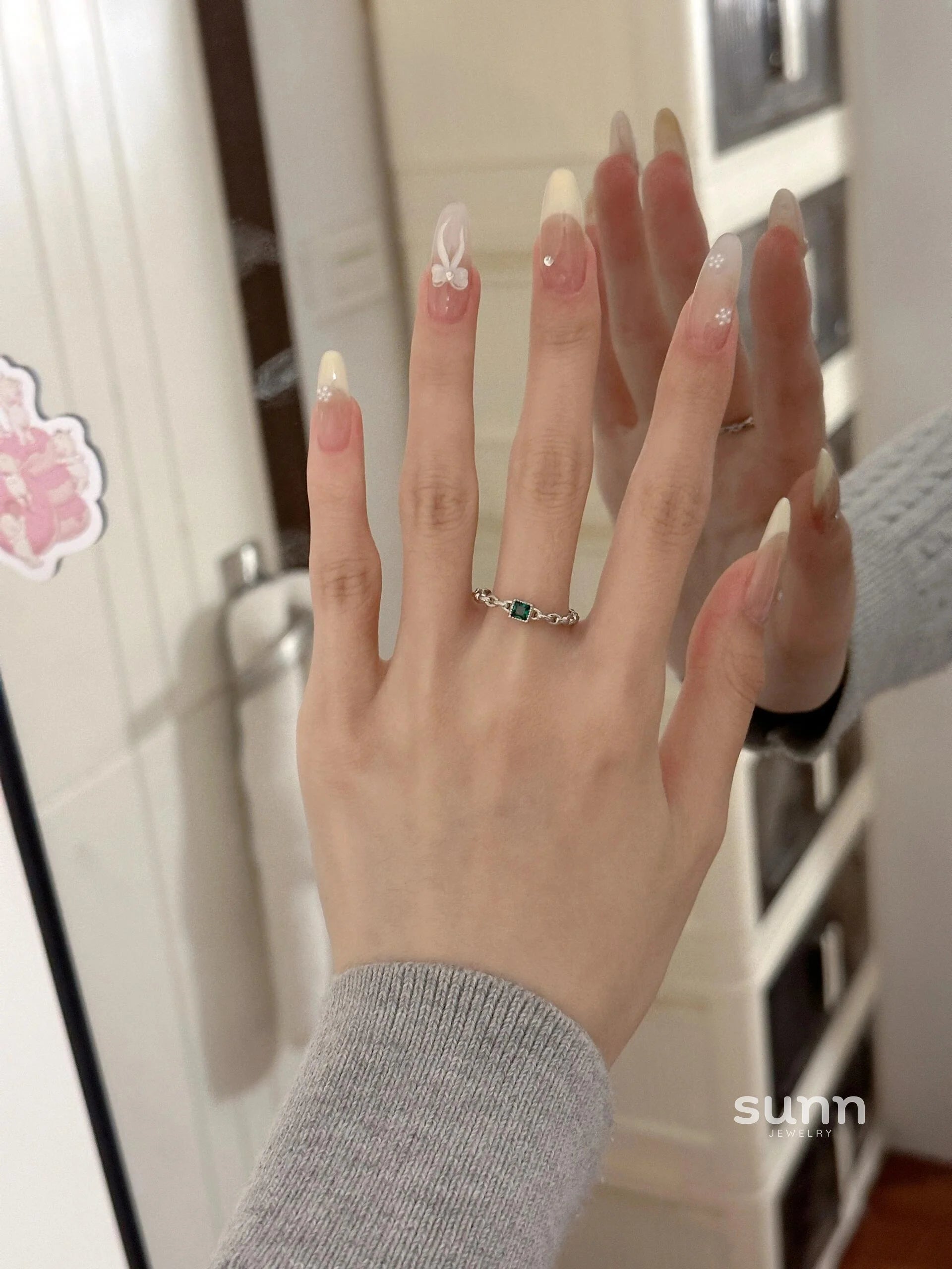 Amairany Square Crystal Chain Ring
