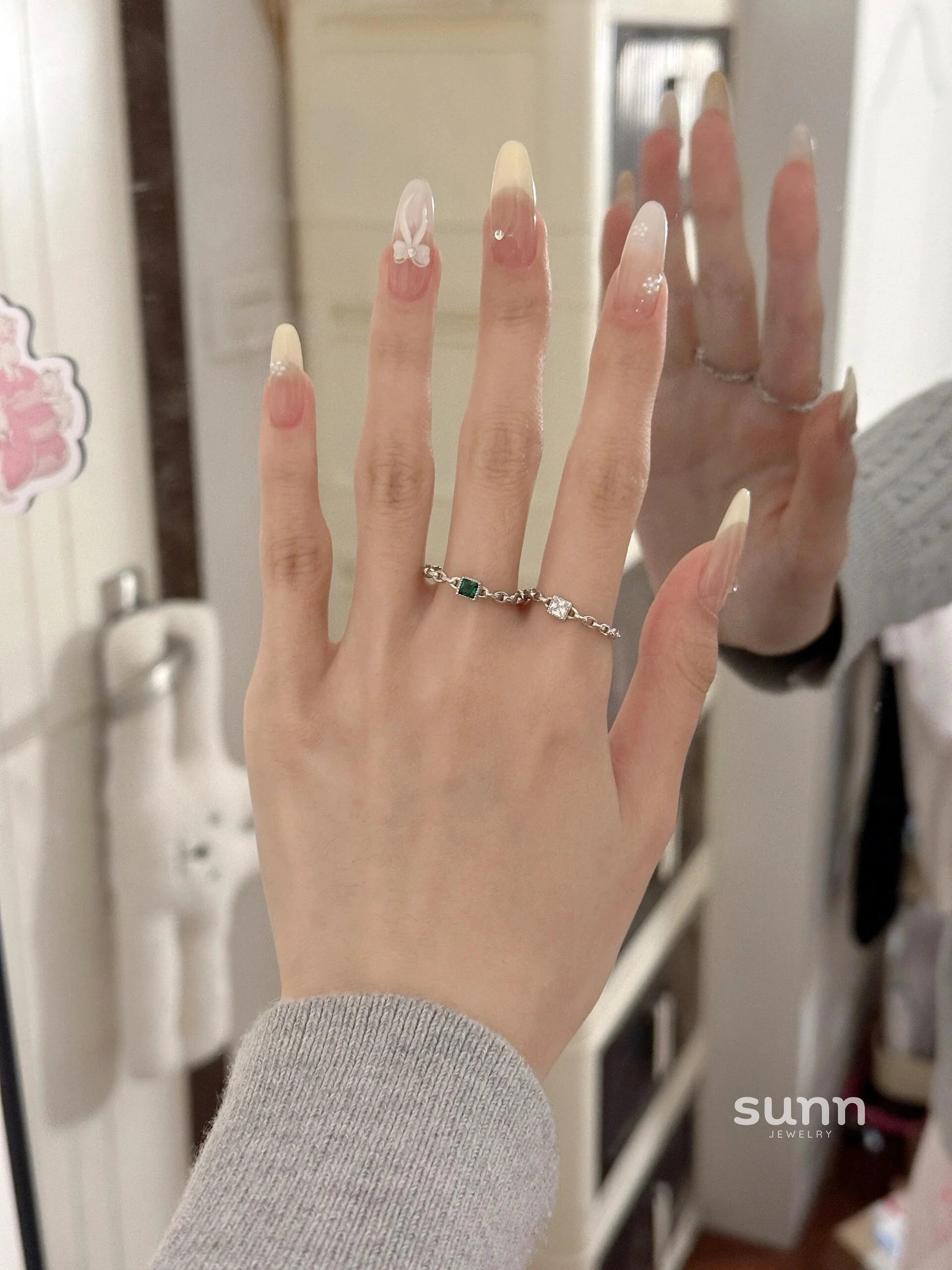 Amairany Square Crystal Chain Ring
