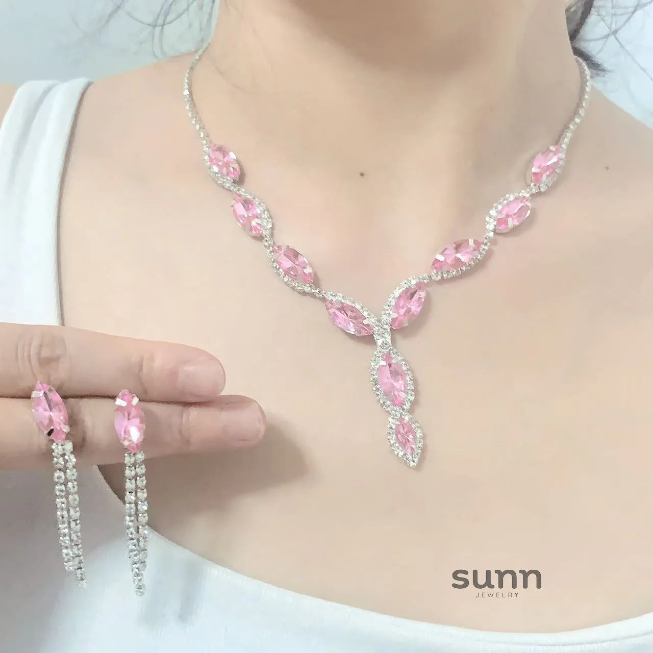 Amaiyah Pink Sparkle Tassel Necklace
