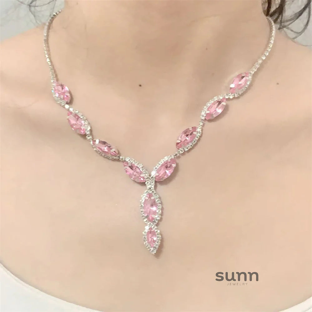 Amaiyah Pink Sparkle Tassel Necklace