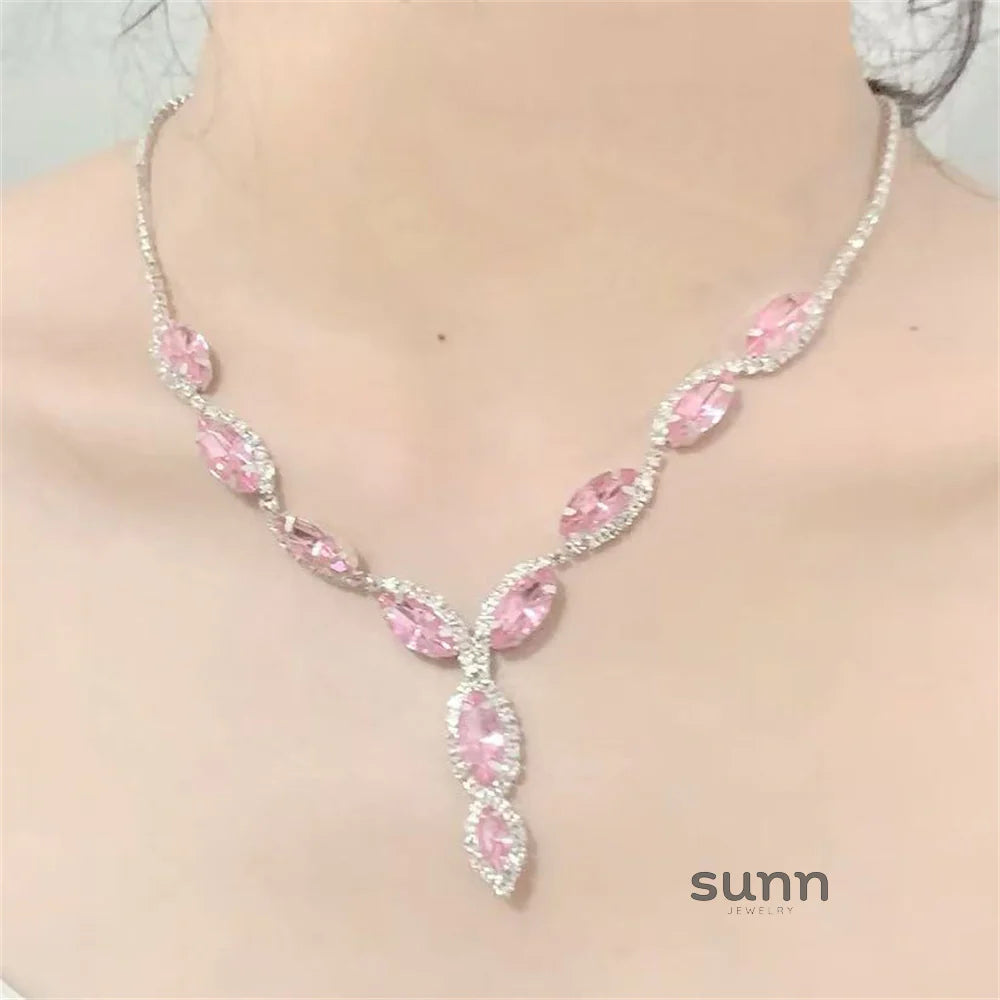 Amaiyah Pink Sparkle Tassel Necklace