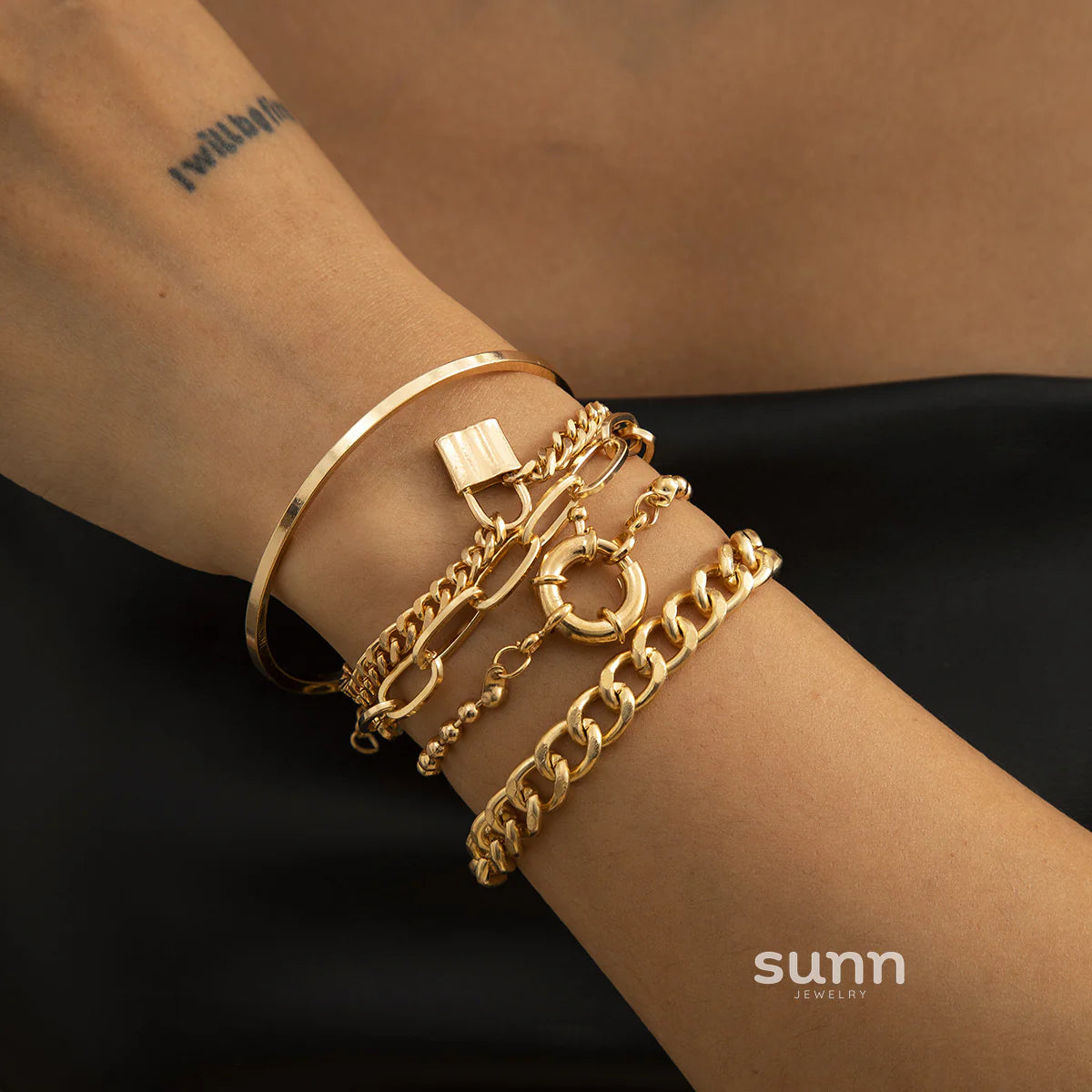 Amaiyah Punk Layered Bracelets Set