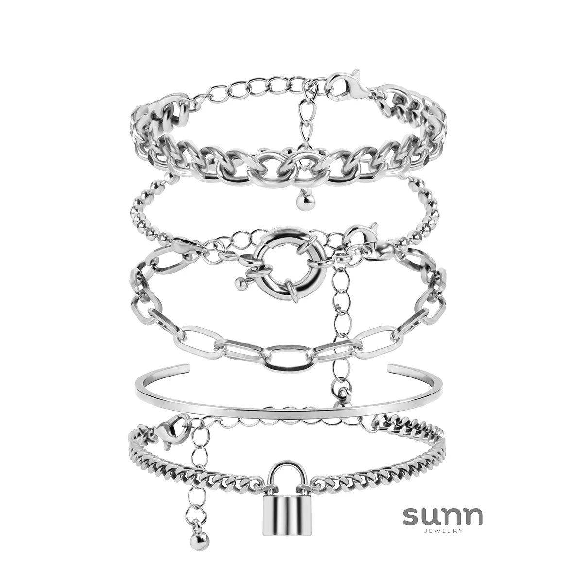 Amaiyah Punk Layered Bracelets Set