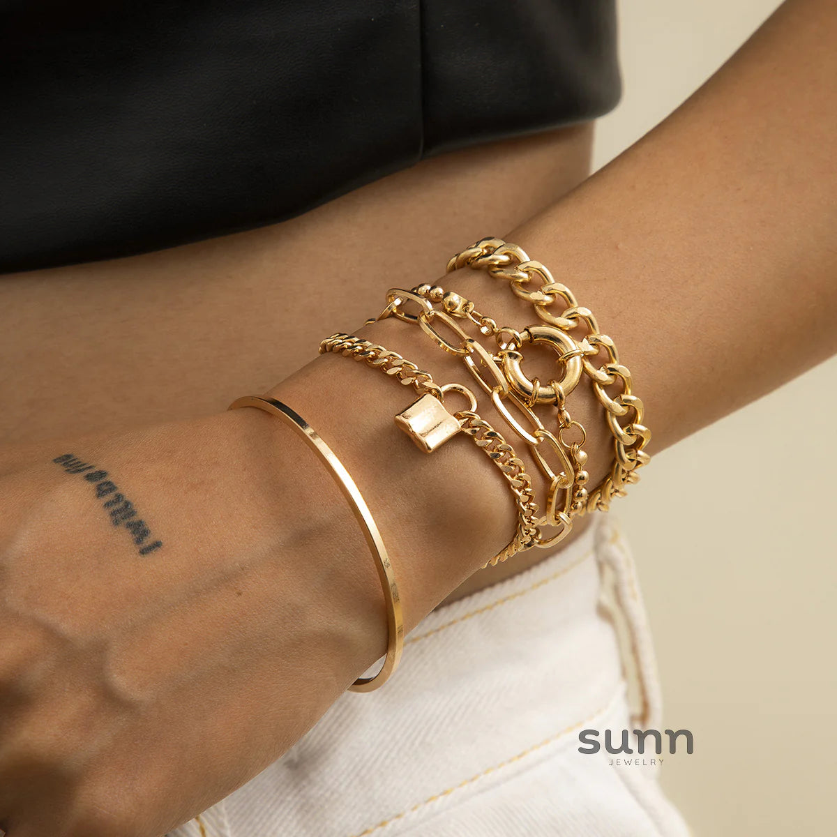 Amaiyah Punk Layered Bracelets Set
