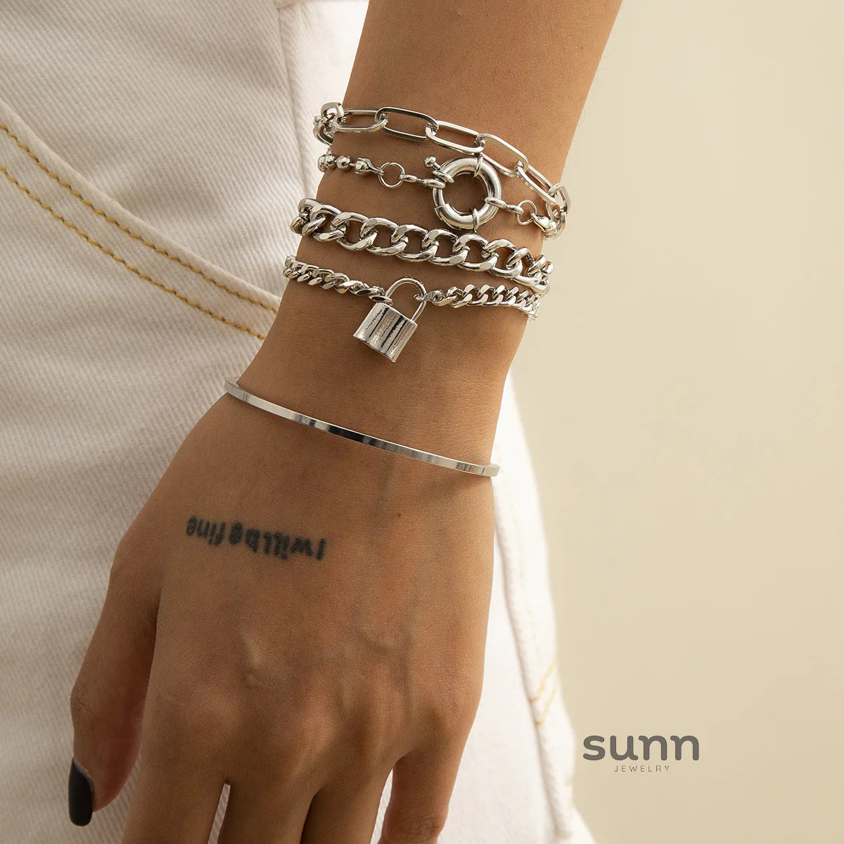 Amaiyah Punk Layered Bracelets Set