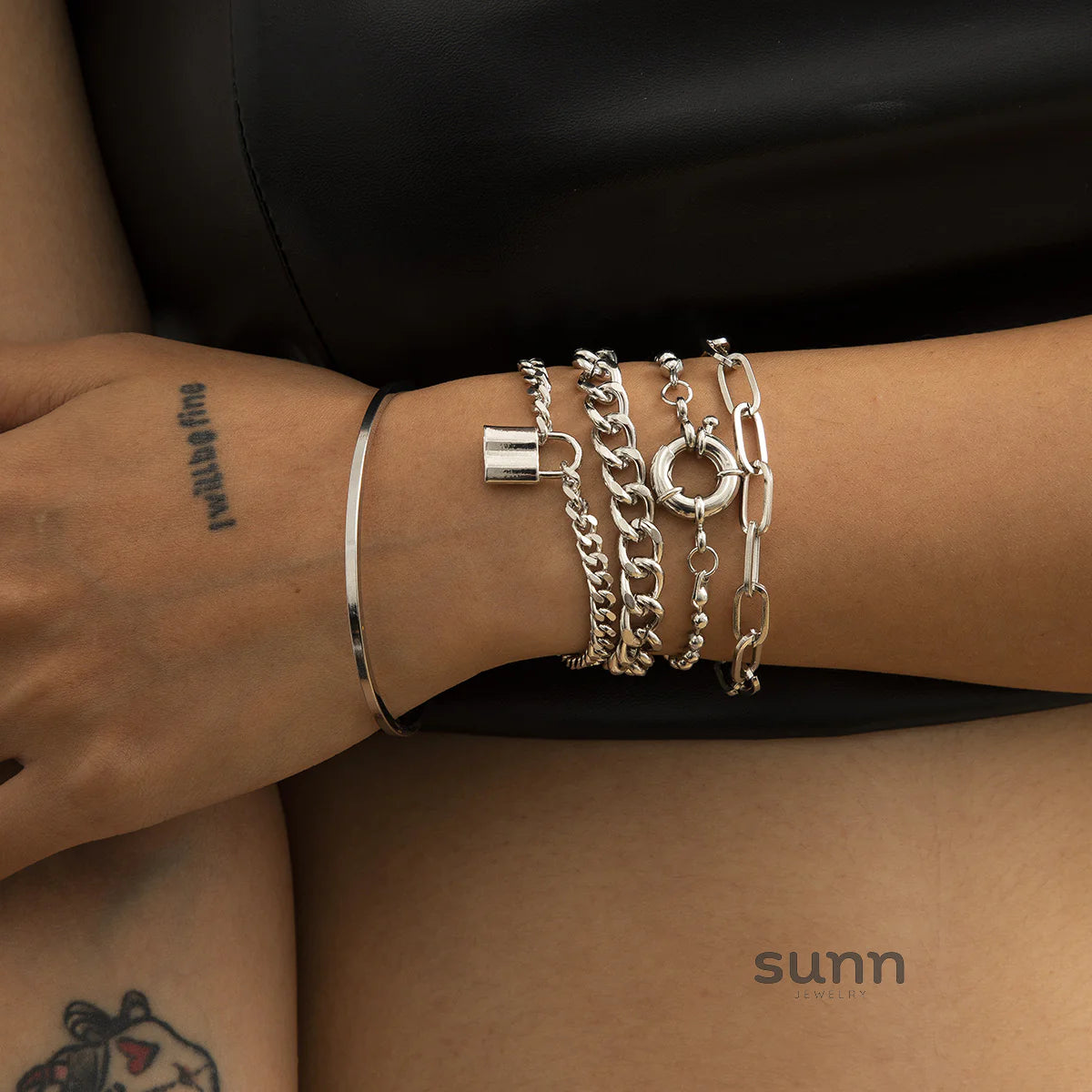 Amaiyah Punk Layered Bracelets Set