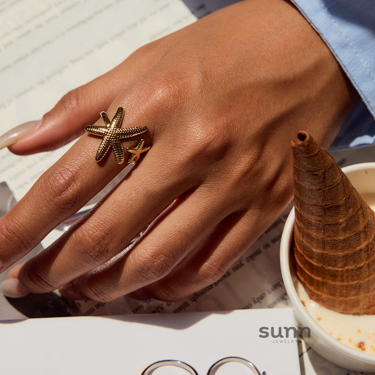 Amaiyah Starfish Shell Ring Set [V0KYF7FA]
