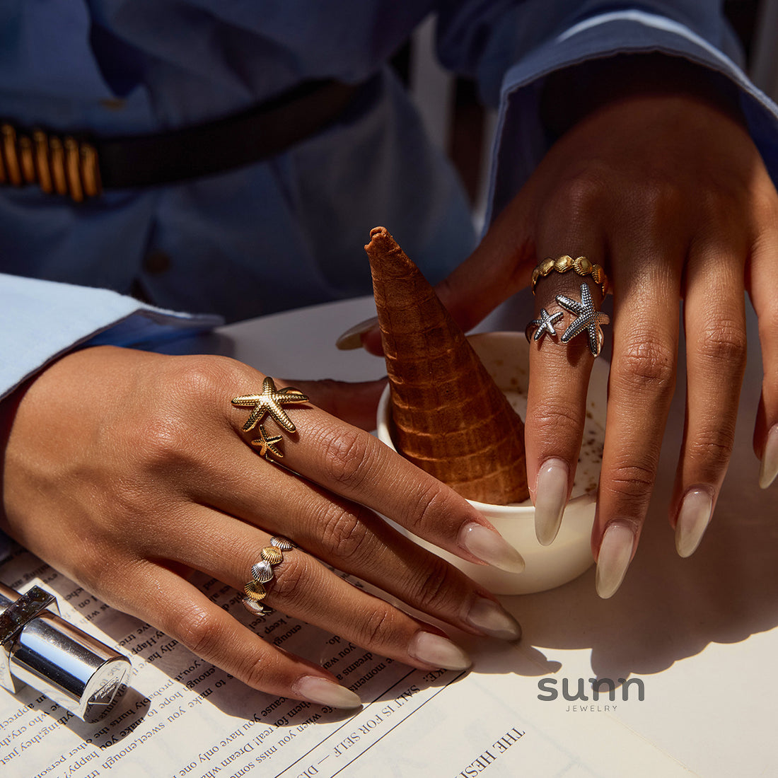 Amaiyah Starfish Shell Ring Set [N77YJIYM]