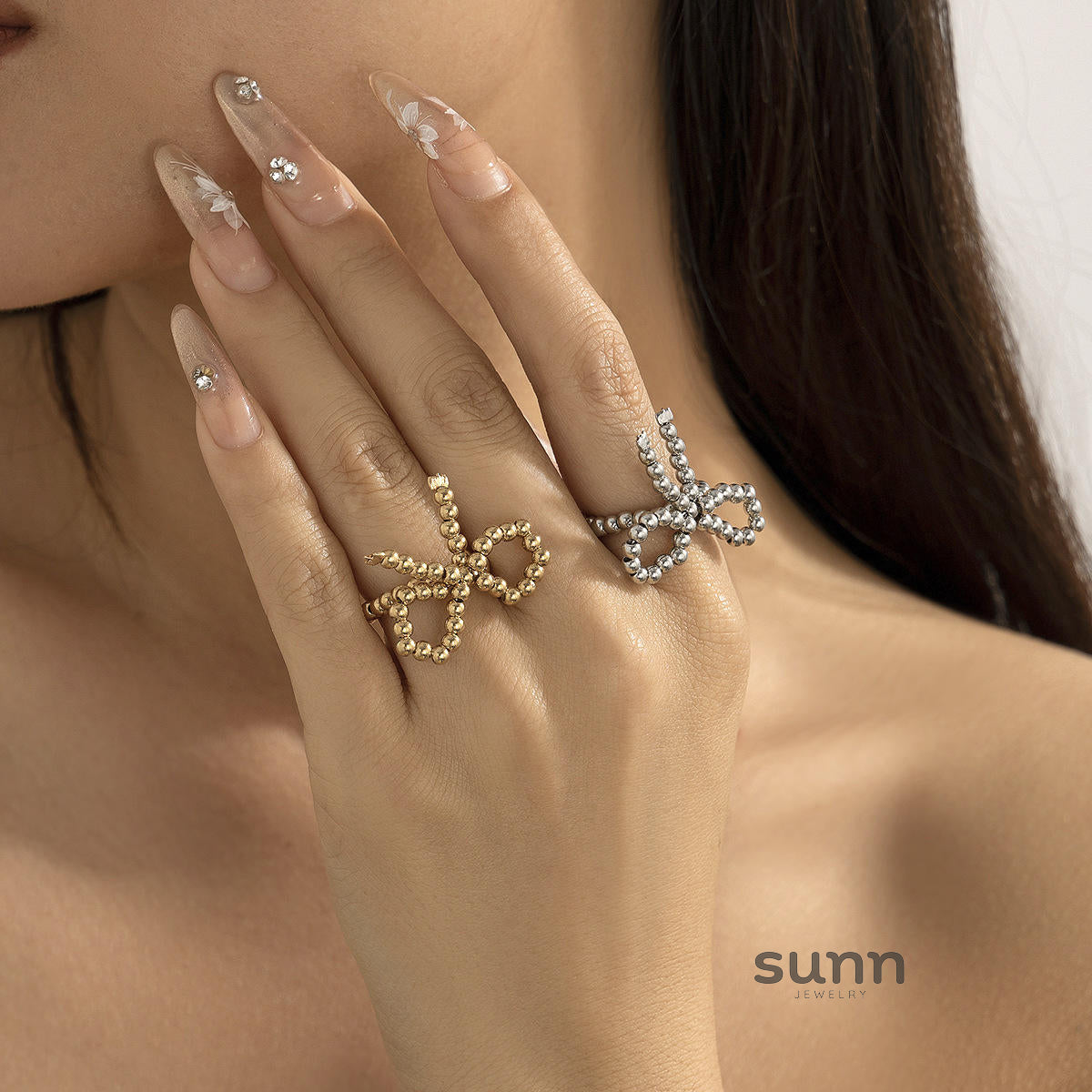 Amanda Pearl Bow Ring Set [GLUIYC59]