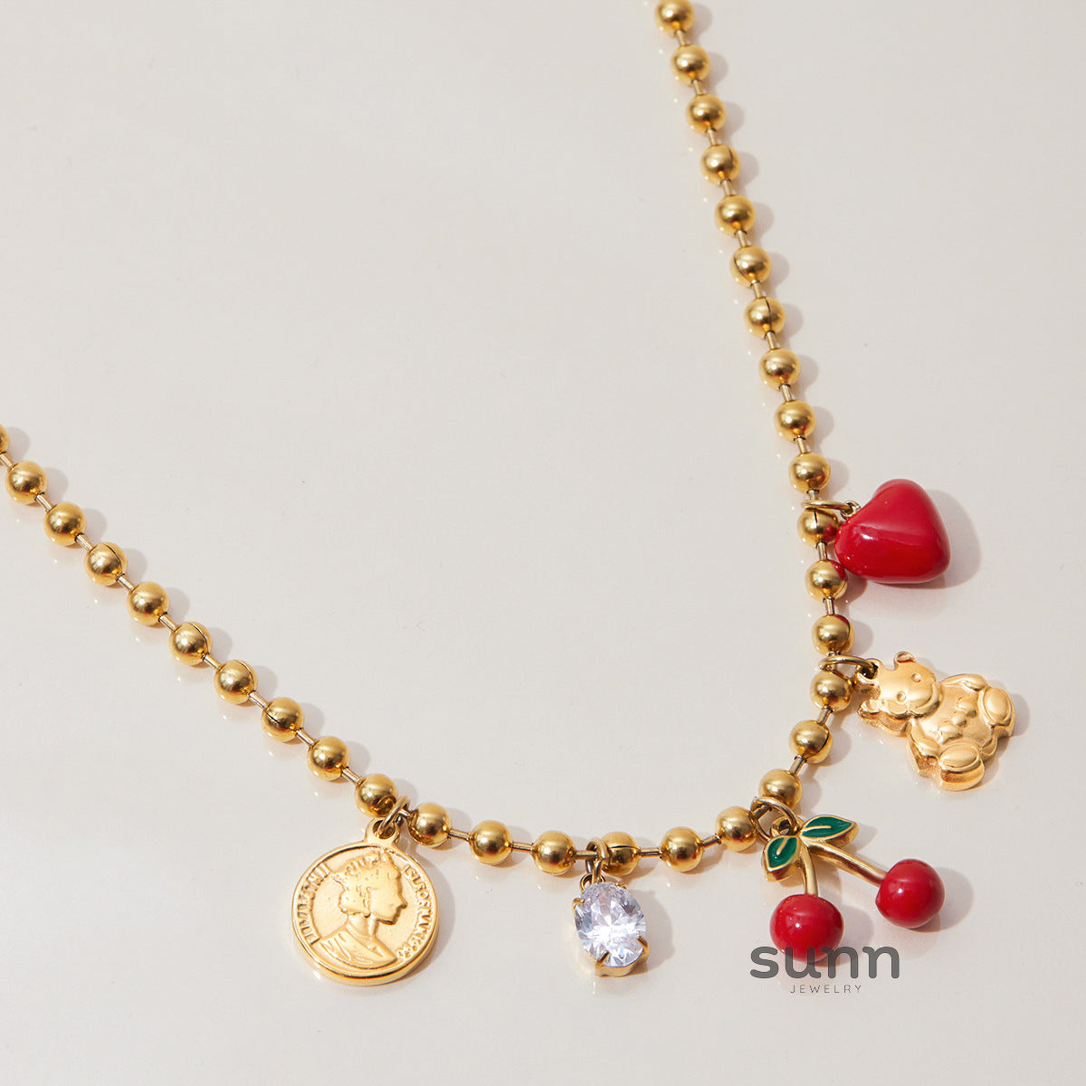 Amarachi Layered Cherry Zircon Necklace [67RPKCVM]