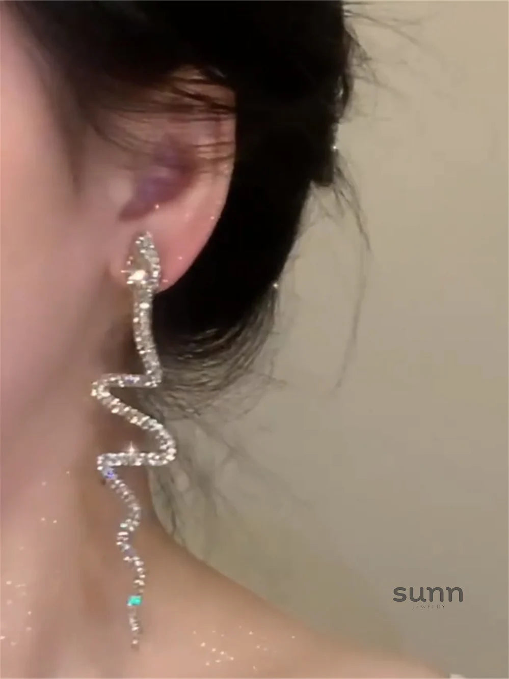 Amariah Rhinestone Snake Dangle Earrings