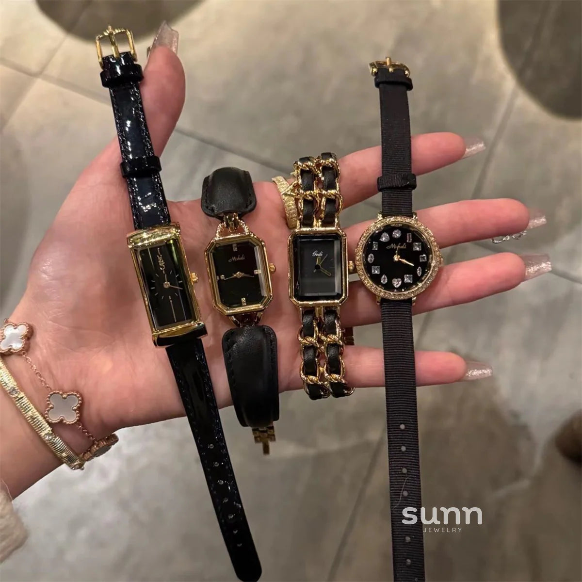 Amariya Obsidian & Gold Watch