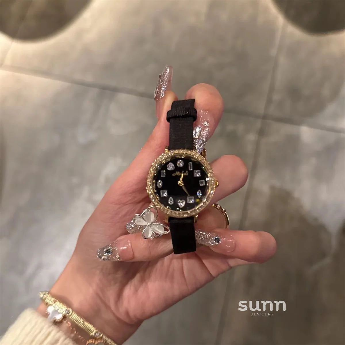 Amariya Obsidian & Gold Watch