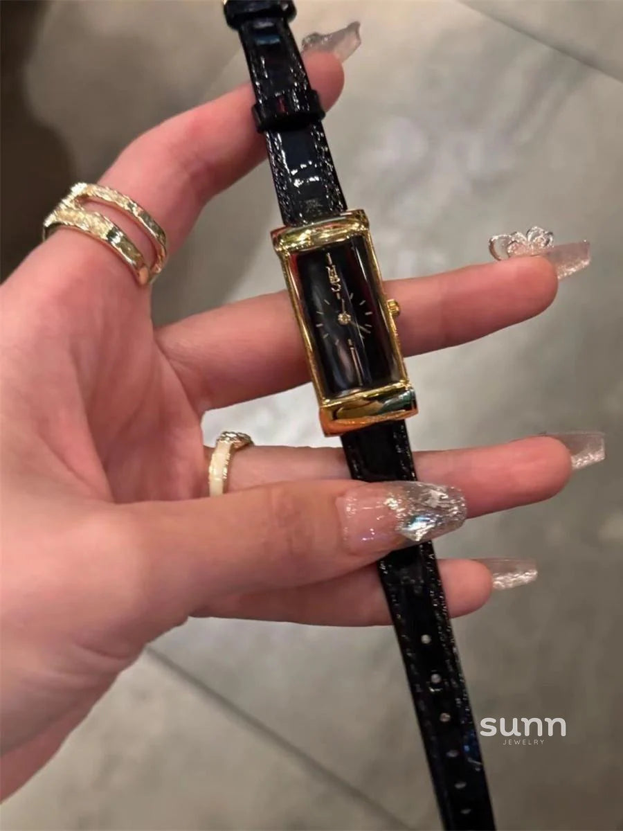 Amariya Obsidian & Gold Watch