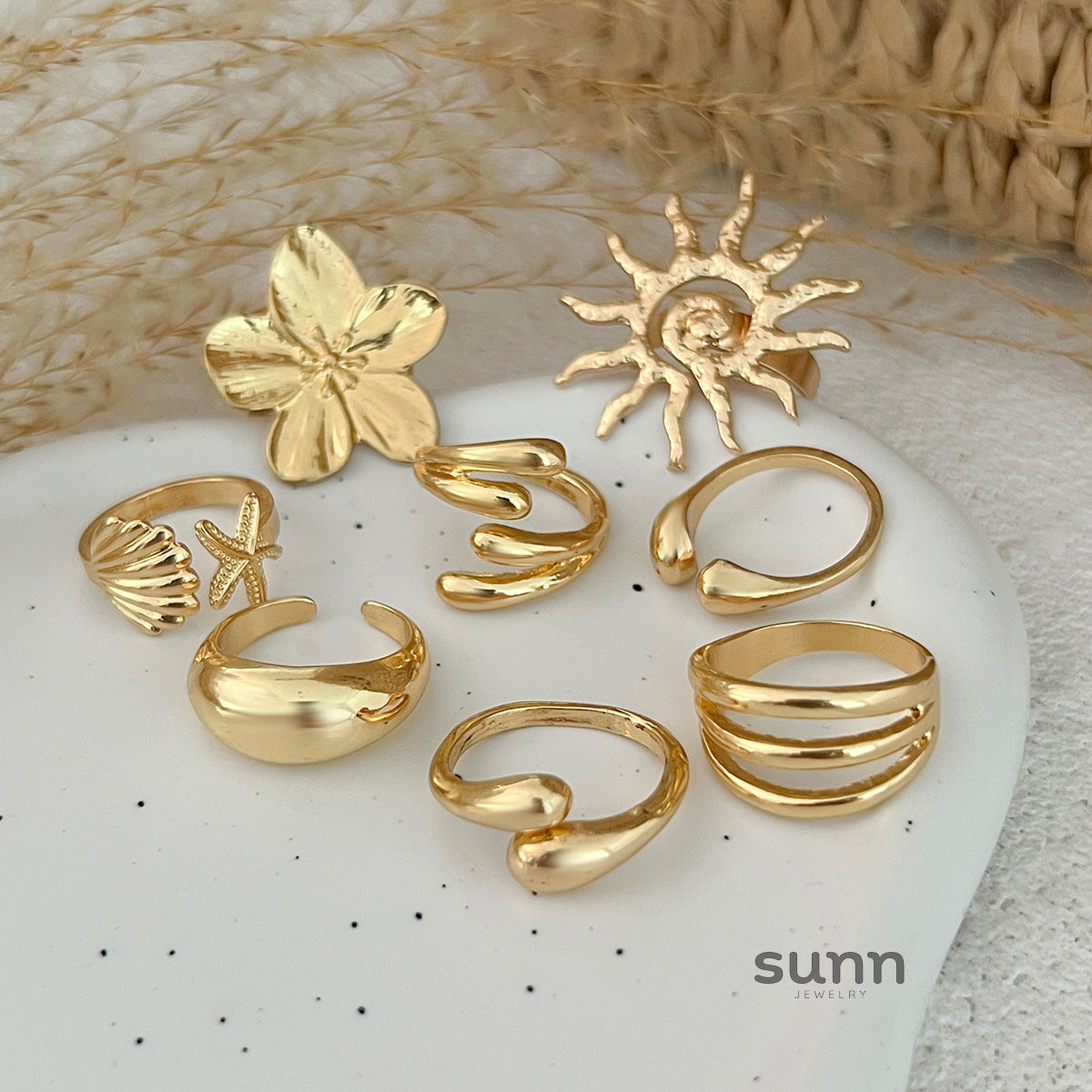 Amarra Geometric Bloom Ring Set [JIBC1TL6]