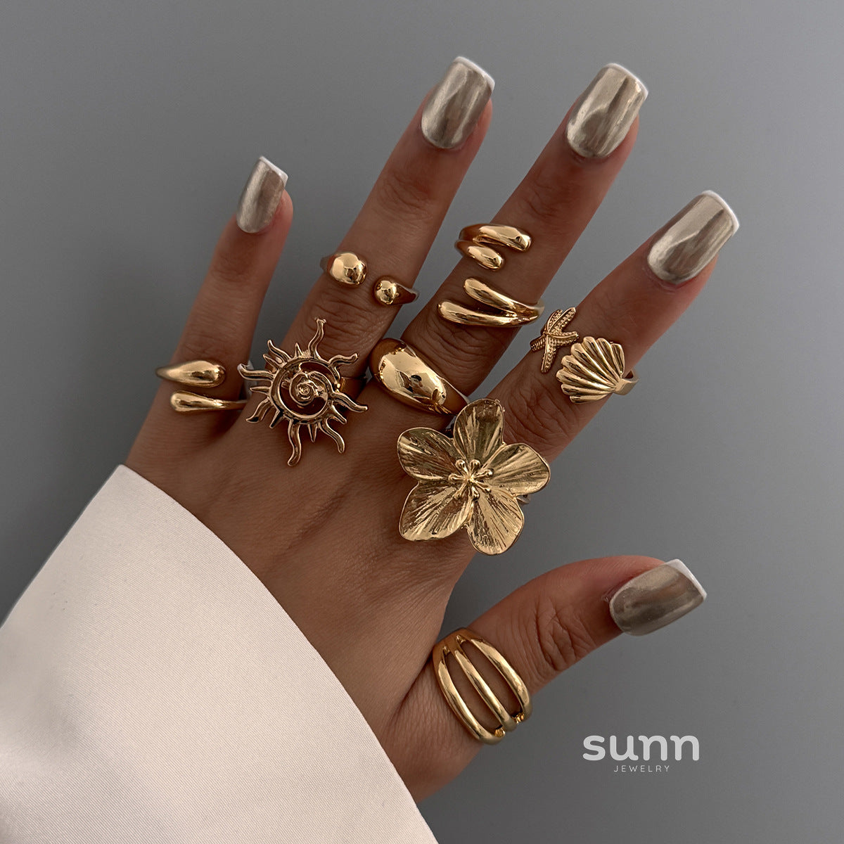 Amarra Geometric Bloom Ring Set [JDLYOZ01]