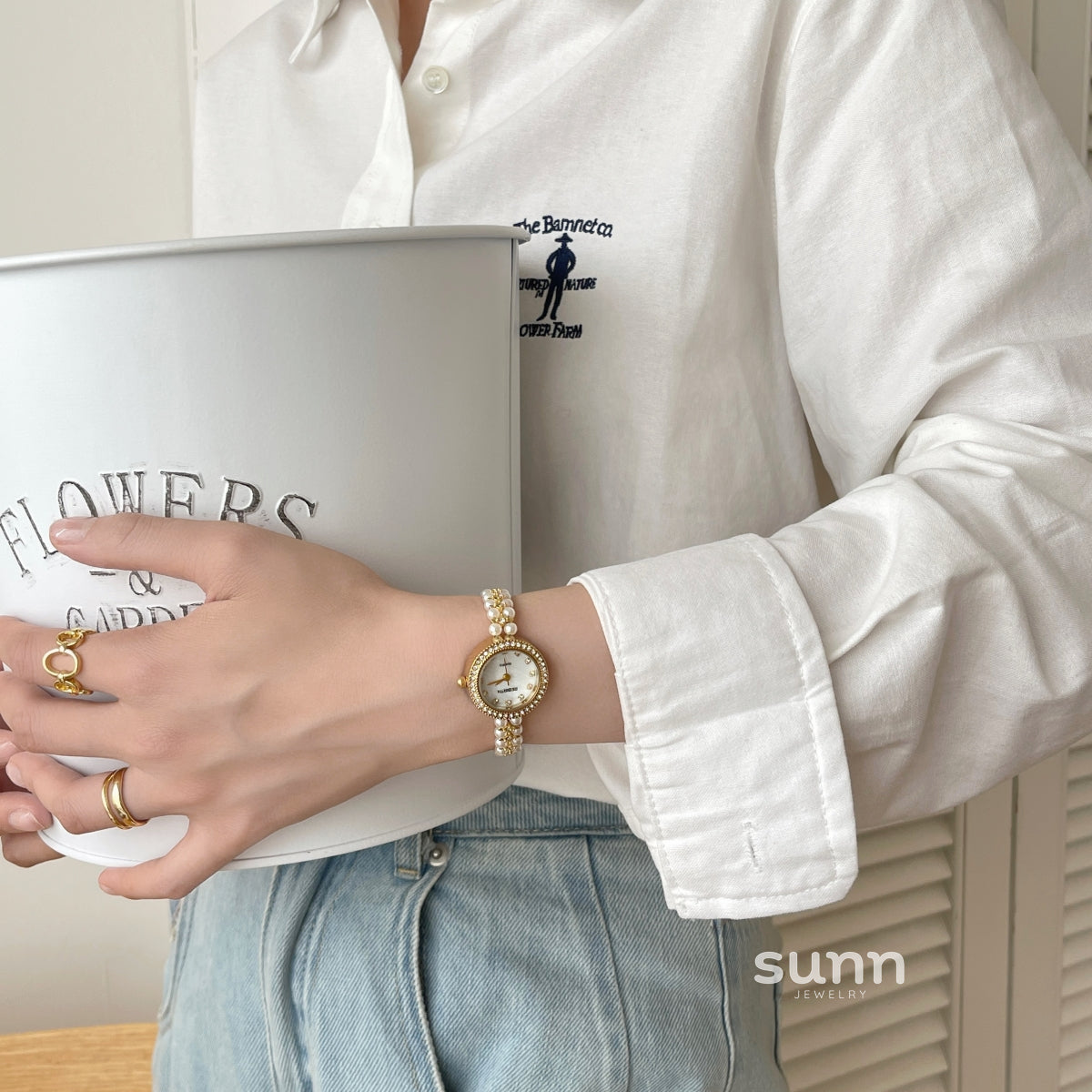 Amaryah Pearl Bracelet Watch [15FEI0MF]