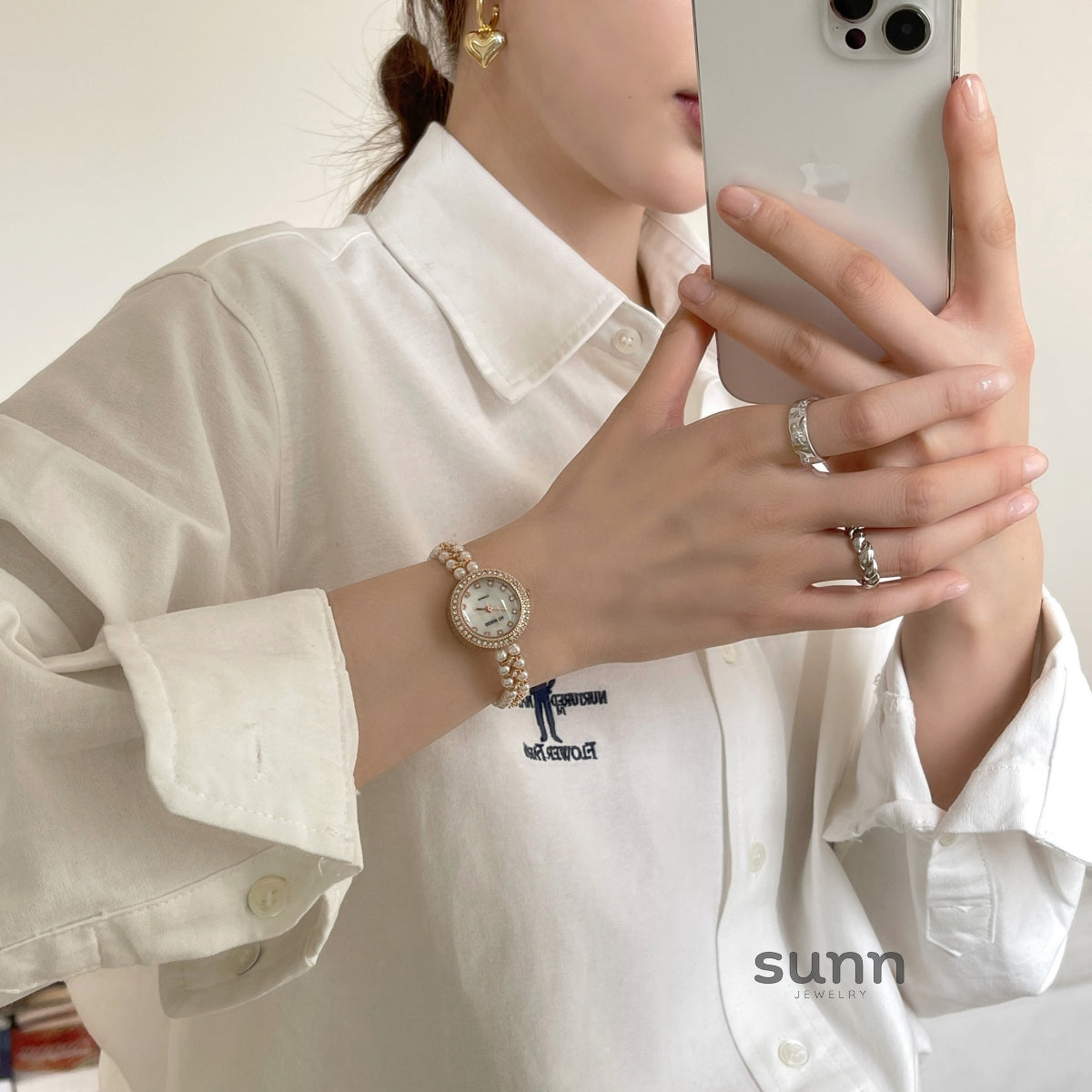 Amaryah Pearl Bracelet Watch [58V79Z90]