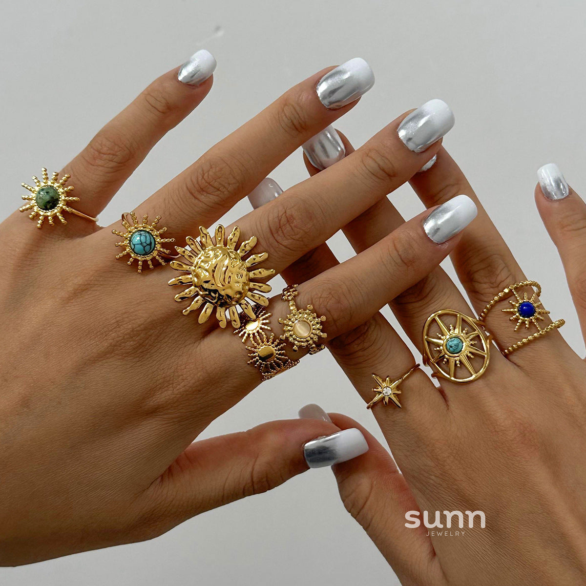 Amberlynn Turquoise Star Open Ring Set [XWAO2CMY]