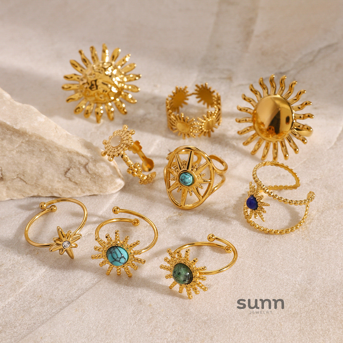 Amberlynn Turquoise Star Open Ring Set [703DDIIK]