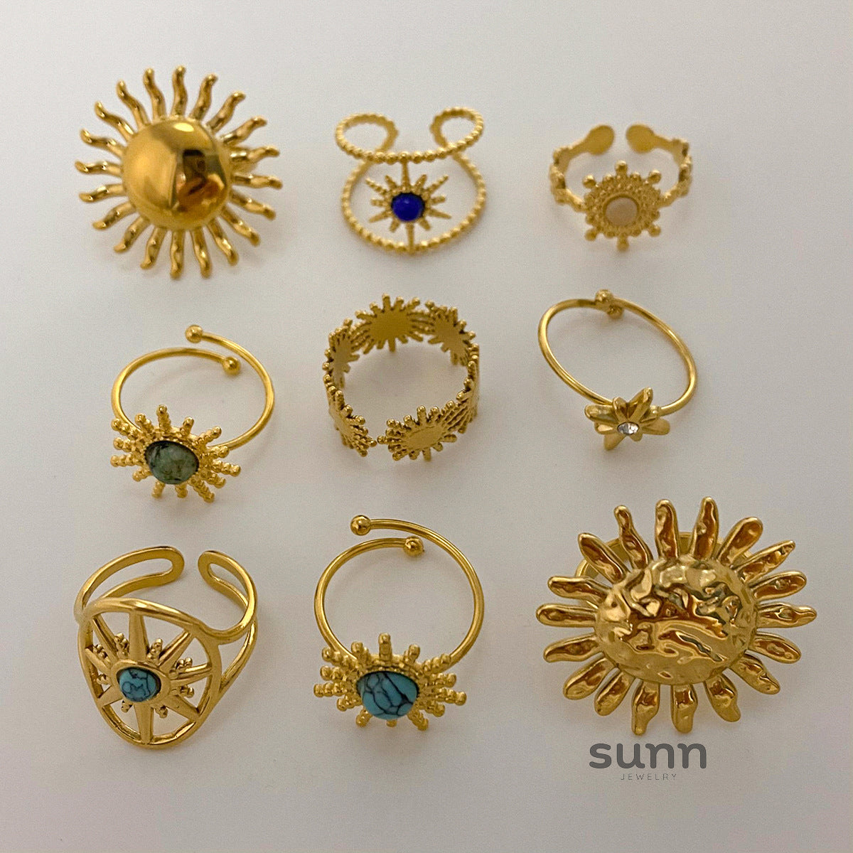 Amberlynn Turquoise Star Open Ring Set [31O8B6SV]