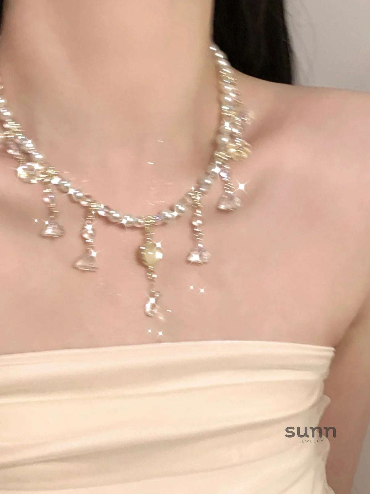 Ameera Gilded Pearl Collar Necklace