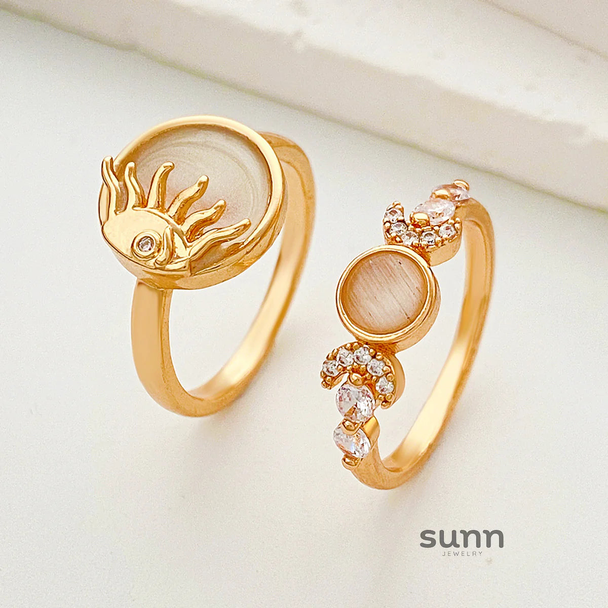 Amellia Sun Moon Ring Set
