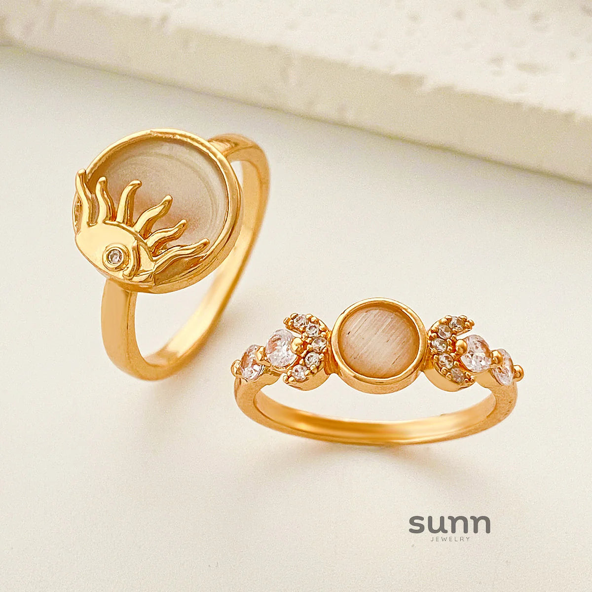 Amellia Sun Moon Ring Set