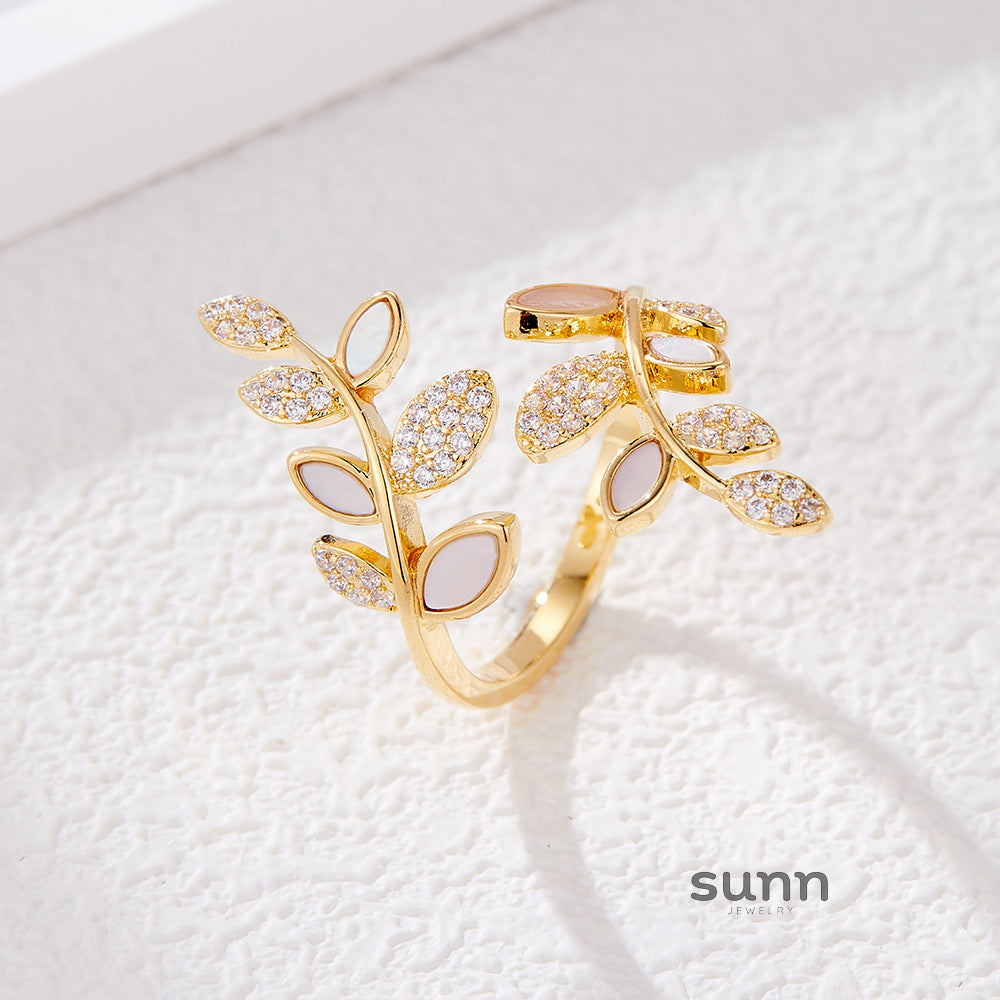Amera Olive Branch Leaf Ring [MJ18BVAI]