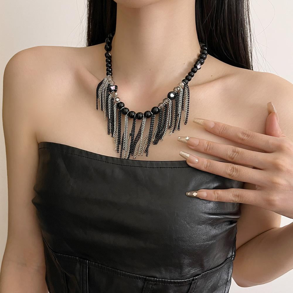 America Dark Crystal Tassel Necklace [GAWVX9F7]