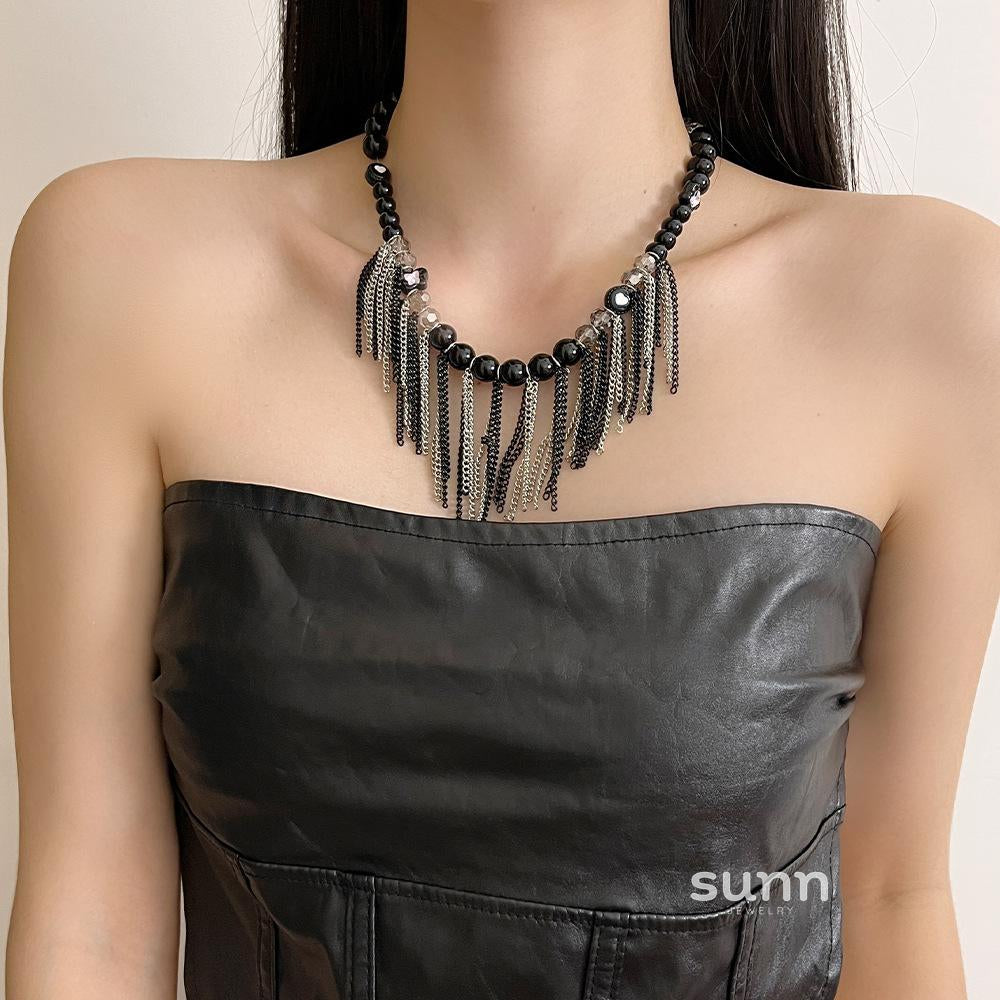 America Dark Crystal Tassel Necklace [GAWVX9F7]