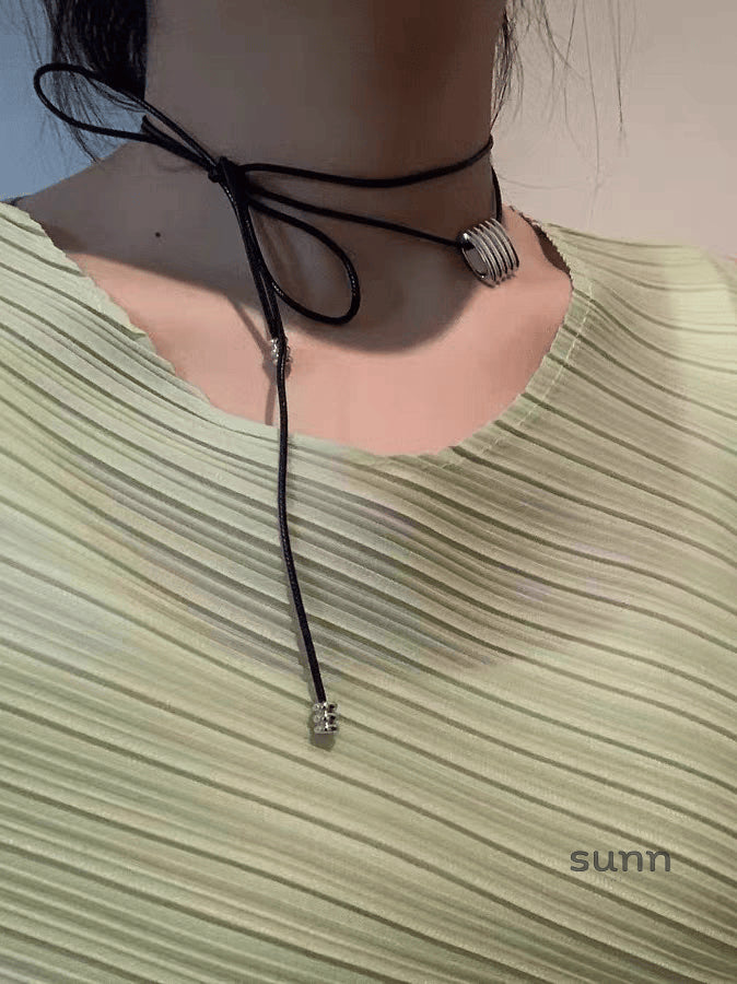 Amethyst Geometric Leather Necklace [S3N5FQ21]