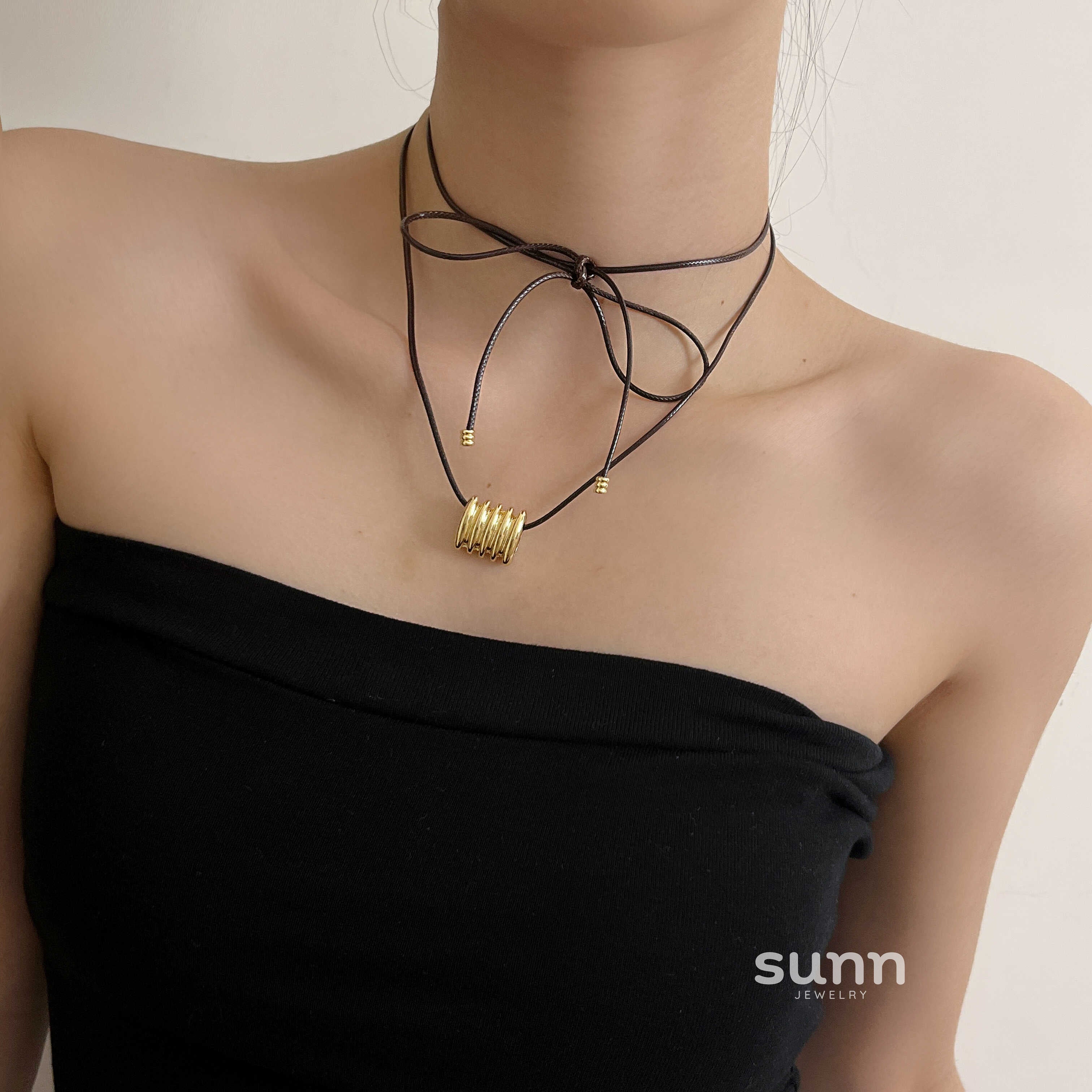 Amethyst Geometric Leather Necklace [QAZ8YZP8]