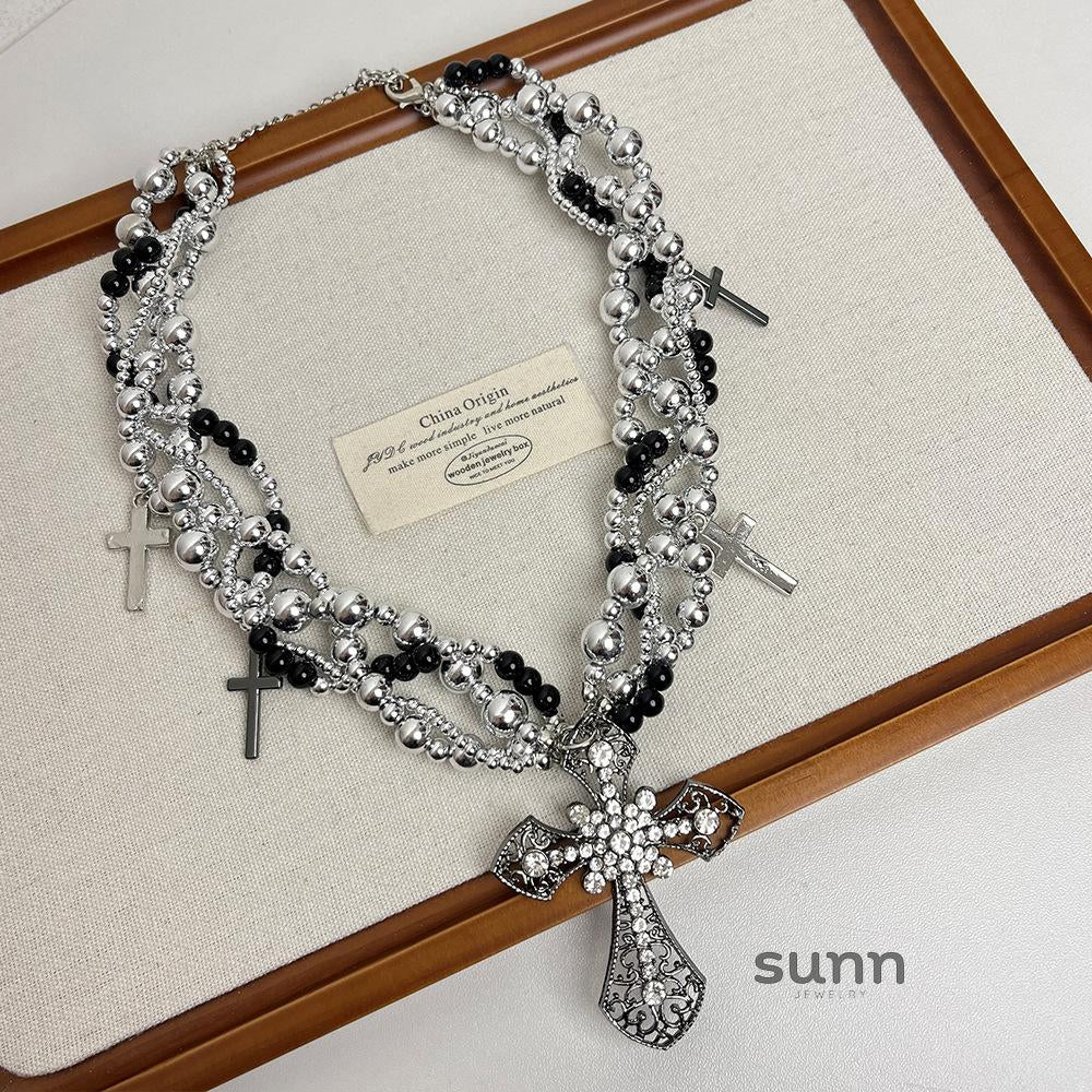 Ameya Pearl Cross Layered Necklace [2TUW3TXZ]