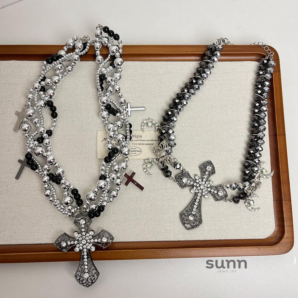Ameya Pearl Cross Layered Necklace [YDMLWD4X]