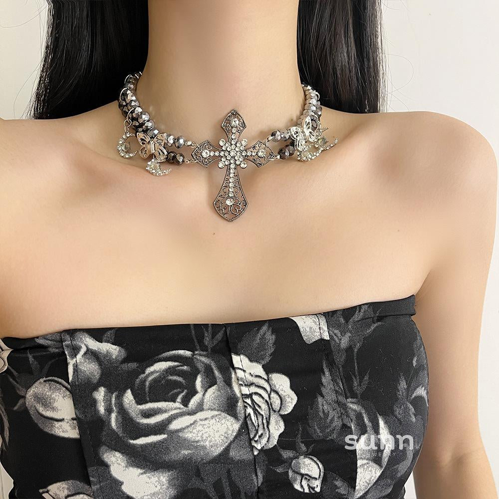 Ameya Pearl Cross Layered Necklace [VX20ZBIO]