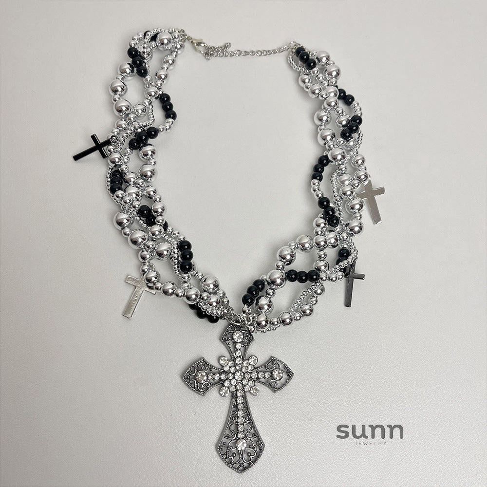 Ameya Pearl Cross Layered Necklace [XLF74L05]