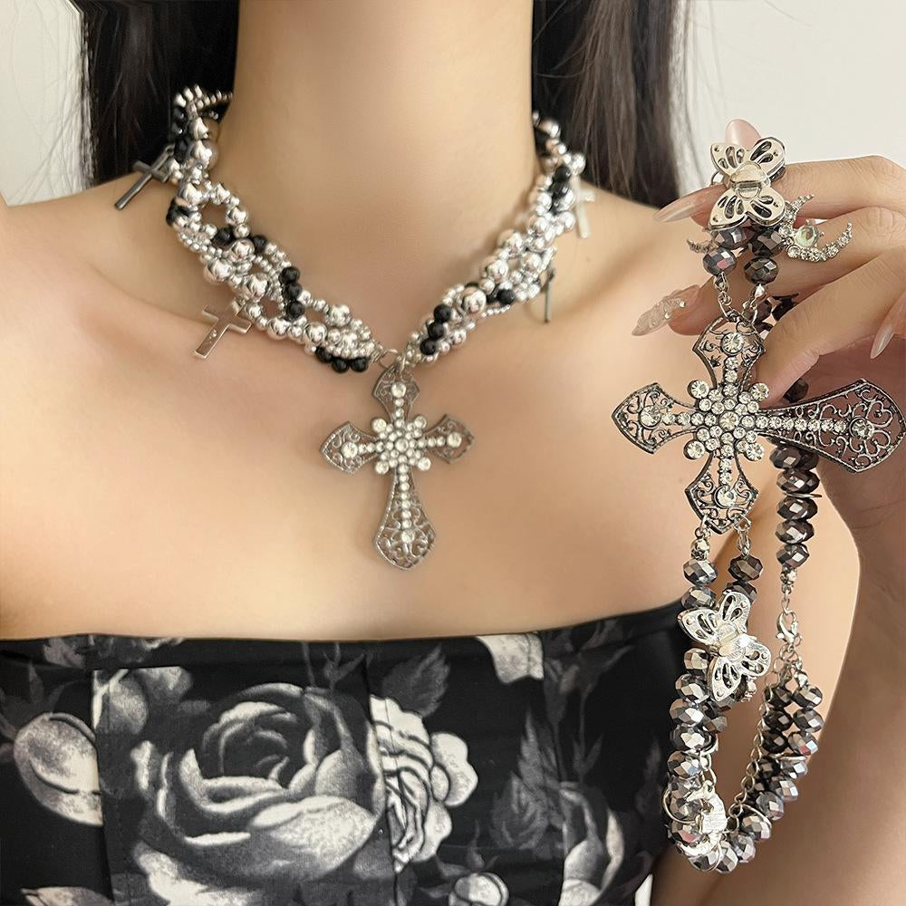 Ameya Pearl Cross Layered Necklace [LS4A2MYA]